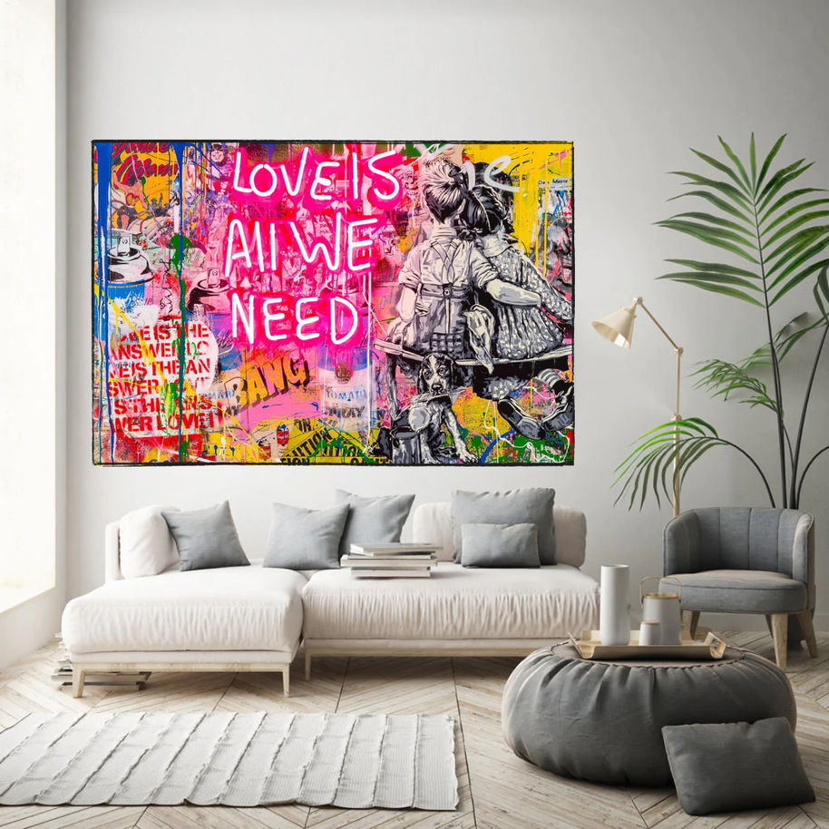 Banksy Love is all we need Canvas Wall Art-MinimalisticDecor.com