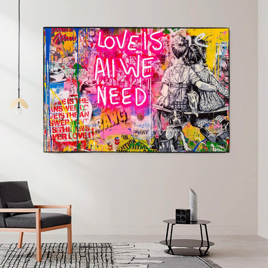 Banksy Love is all we need Canvas Wall Art-MinimalisticDecor.com