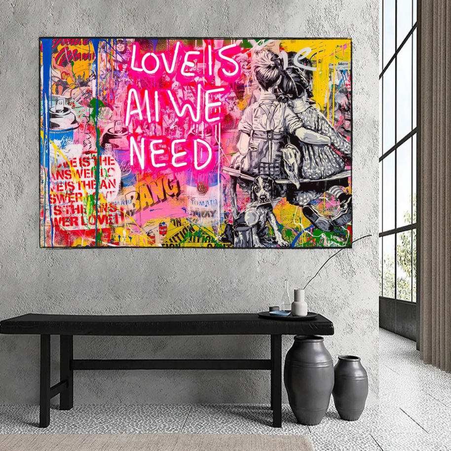 Banksy Love is all we need Canvas Wall Art-MinimalisticDecor.com