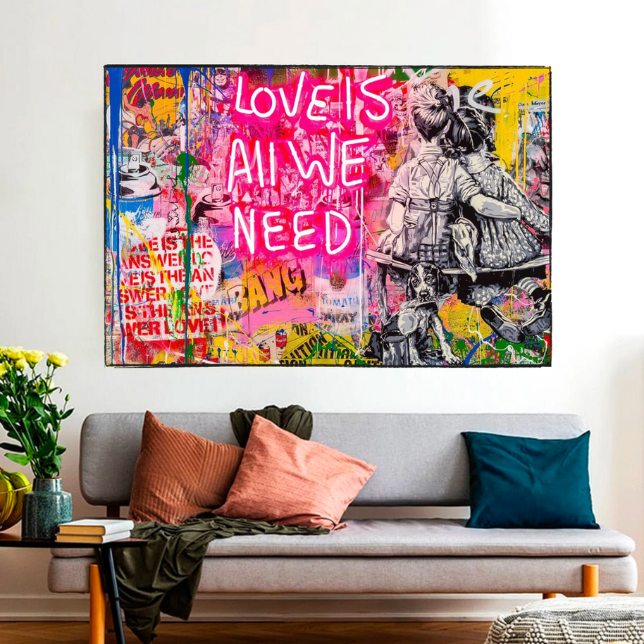 Banksy Love is all we need Canvas Wall Art-MinimalisticDecor.com