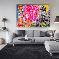 Banksy Love is all we need Canvas Wall Art-MinimalisticDecor.com