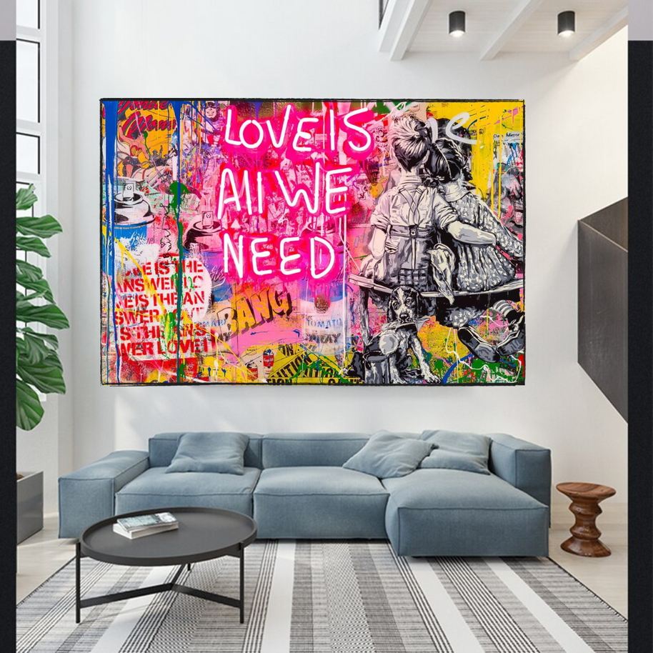 Banksy Love is all we need Canvas Wall Art-MinimalisticDecor.com