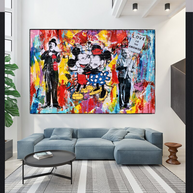 Banksy Love is the Answer Canvas Wall Art - Mickey, Minnie, Chaplin, Einstein-MinimalisticDecor.com
