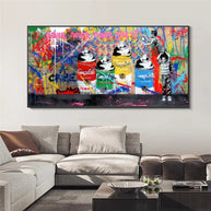 Banksy Never Give Up Canvas Art - Graffiti Street Art-MinimalisticDecor.com