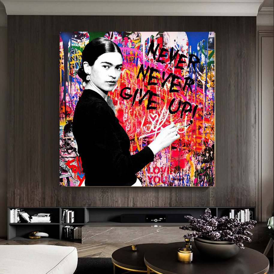 Banksy Never Give Up Canvas Wall Art-MinimalisticDecor.com