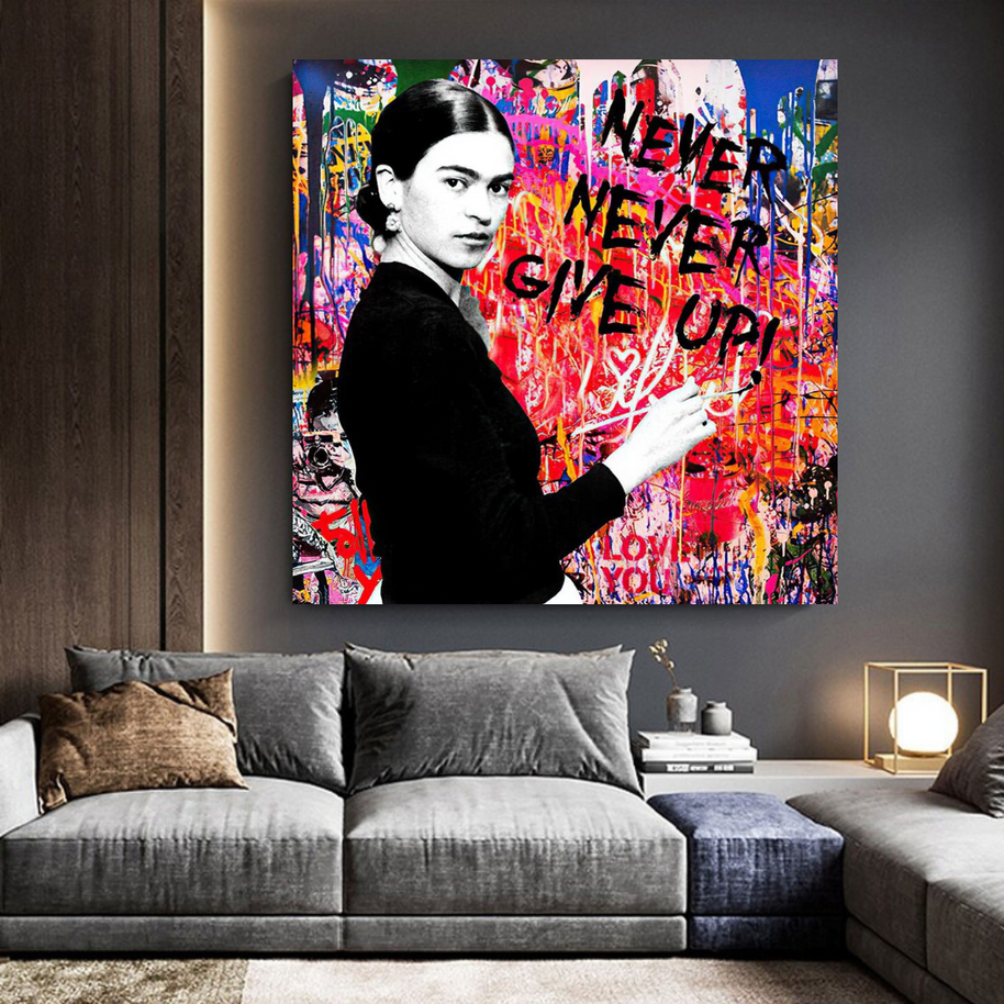 Banksy Never Give Up Canvas Wall Art-MinimalisticDecor.com
