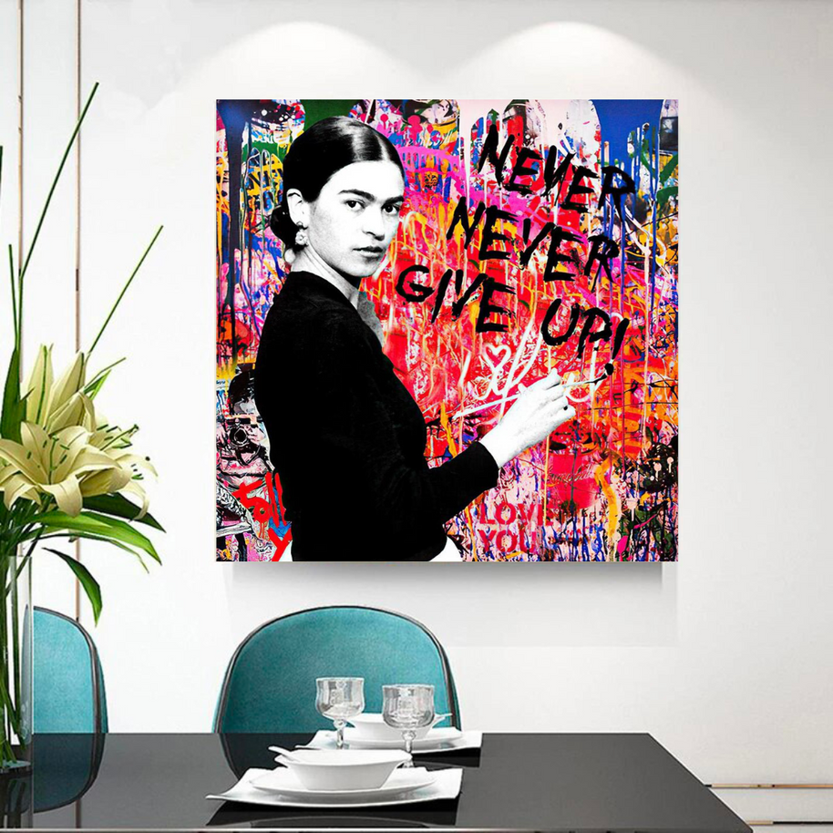 Banksy Never Give Up Canvas Wall Art-MinimalisticDecor.com