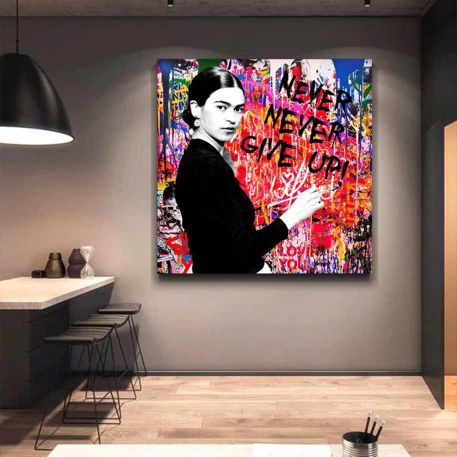 Banksy Never Give Up Canvas Wall Art-MinimalisticDecor.com