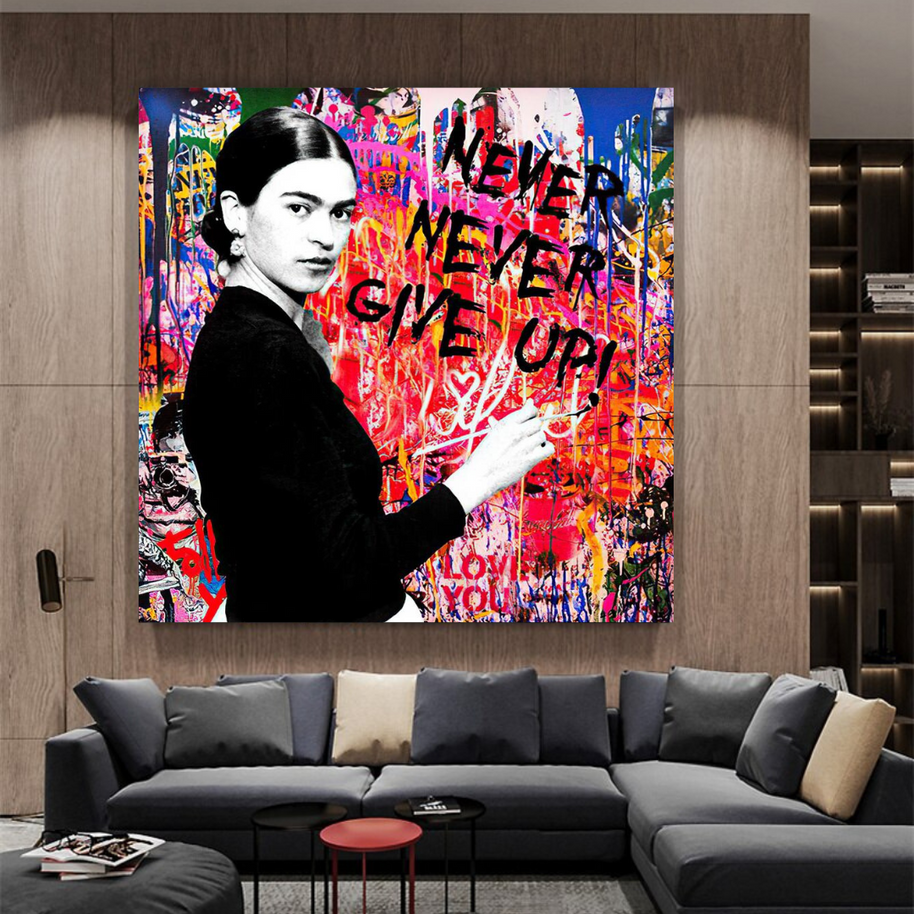 Banksy Never Give Up Canvas Wall Art-MinimalisticDecor.com