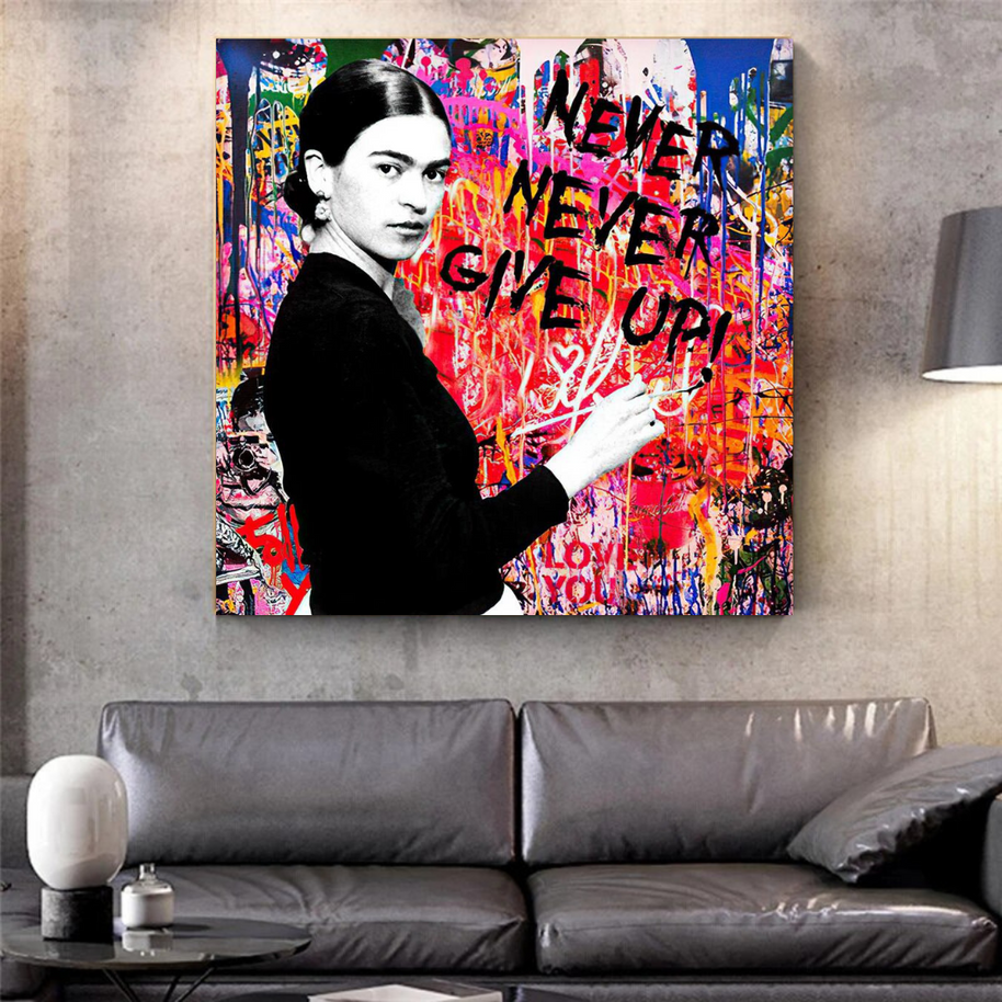 Banksy Never Give Up Canvas Wall Art-MinimalisticDecor.com