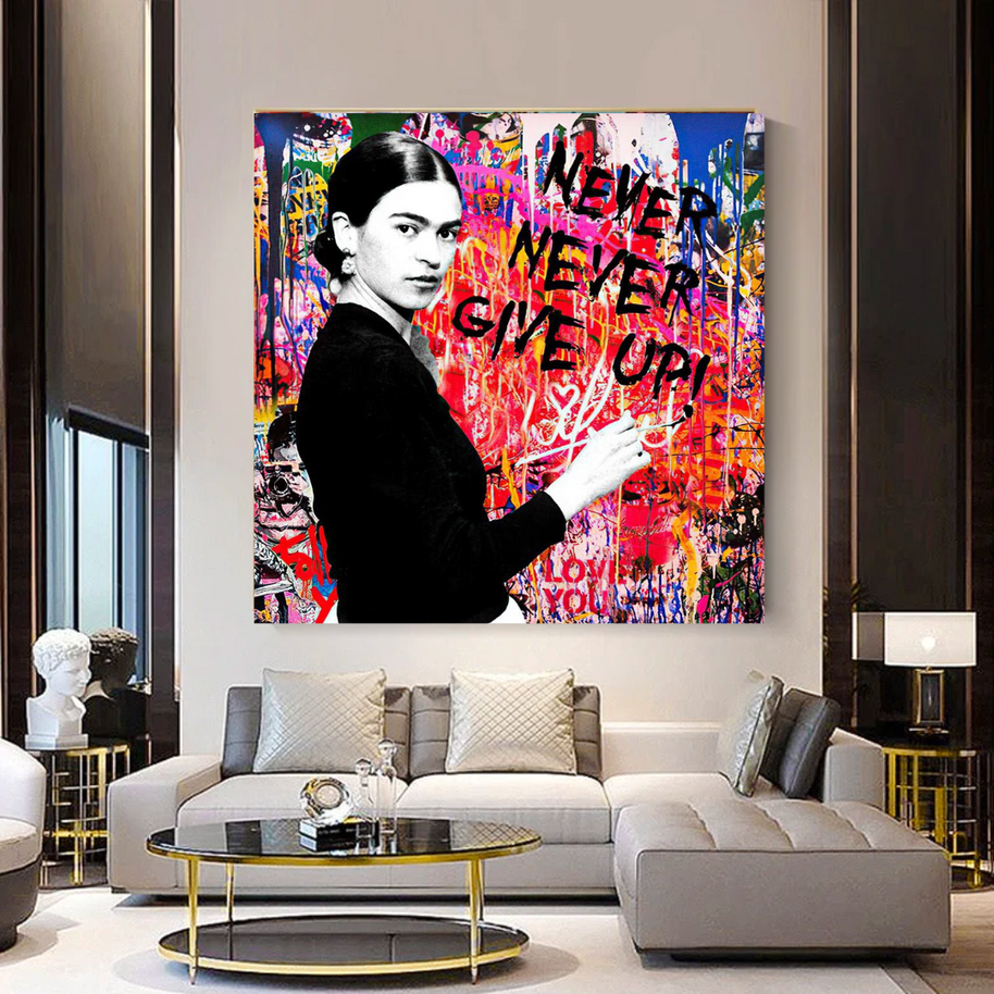 Banksy Never Give Up Canvas Wall Art-MinimalisticDecor.com
