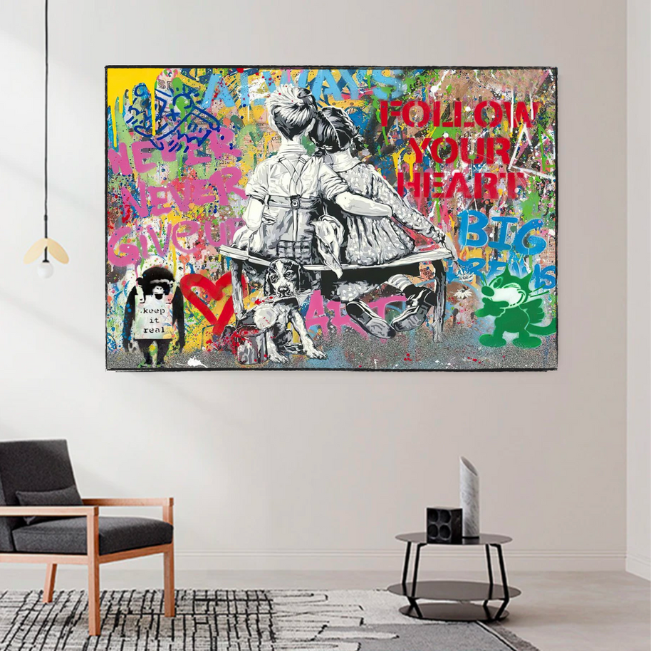 Banksy Never Give Up Follow Your Dreams Canvas Wall Art-MinimalisticDecor.com