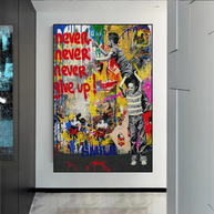 Banksy Never Give Up: Inspirational Street Art Canvas Wall Decor-MinimalisticDecor.com