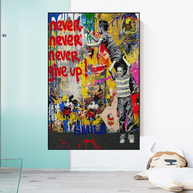 Banksy Never Give Up: Inspirational Street Art Canvas Wall Decor-MinimalisticDecor.com