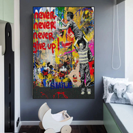 Banksy Never Give Up: Inspirational Street Art Canvas Wall Decor-MinimalisticDecor.com