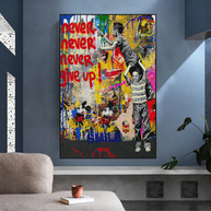 Banksy Never Give Up: Inspirational Street Art Canvas Wall Decor-MinimalisticDecor.com