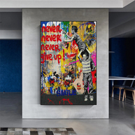 Banksy Never Give Up: Inspirational Street Art Canvas Wall Decor-MinimalisticDecor.com