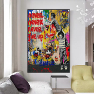 Banksy Never Give Up: Inspirational Street Art Canvas Wall Decor-MinimalisticDecor.com