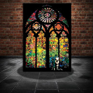 Banksy Stained Glass Canvas Wall Art-MinimalisticDecor.com