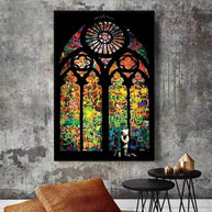 Banksy Stained Glass Canvas Wall Art-MinimalisticDecor.com