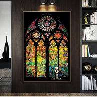 Banksy Stained Glass Canvas Wall Art-MinimalisticDecor.com