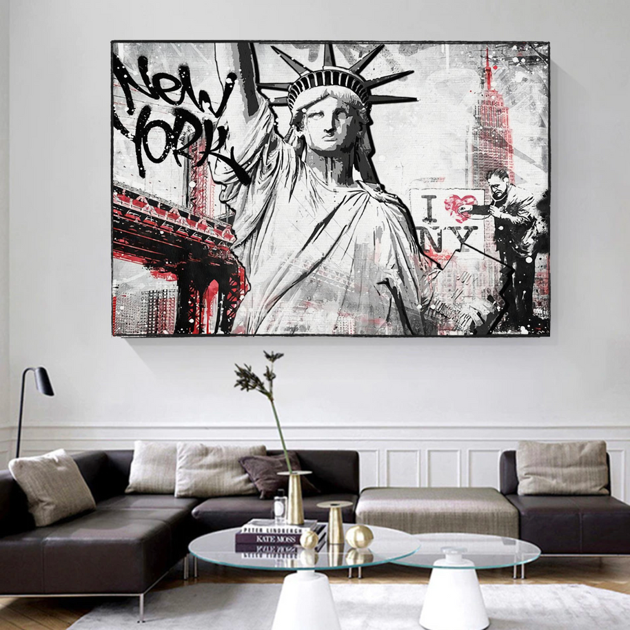 Banksy Statue of Liberty New York Canvas Wall Art-MinimalisticDecor.com