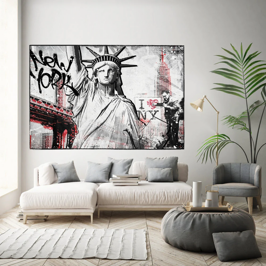 Banksy Statue of Liberty New York Canvas Wall Art-MinimalisticDecor.com