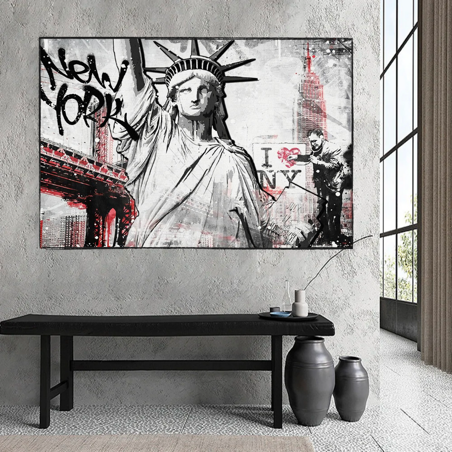 Banksy Statue of Liberty New York Canvas Wall Art-MinimalisticDecor.com