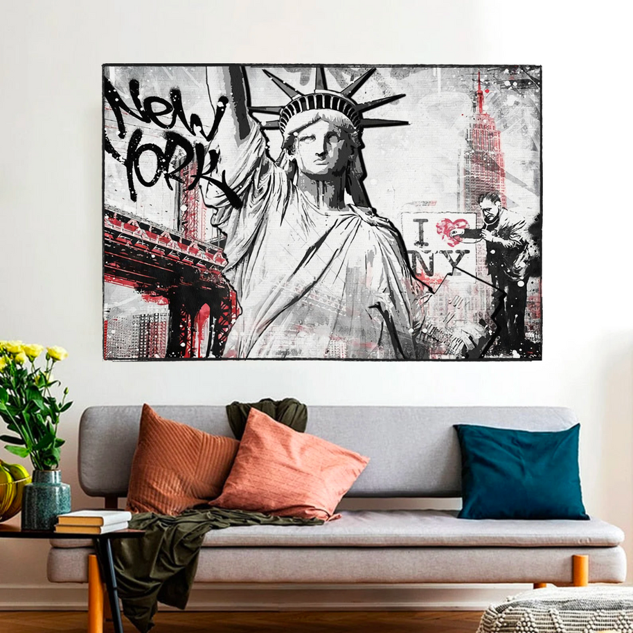 Banksy Statue of Liberty New York Canvas Wall Art-MinimalisticDecor.com