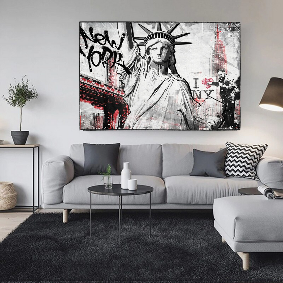 Banksy Statue of Liberty New York Canvas Wall Art-MinimalisticDecor.com