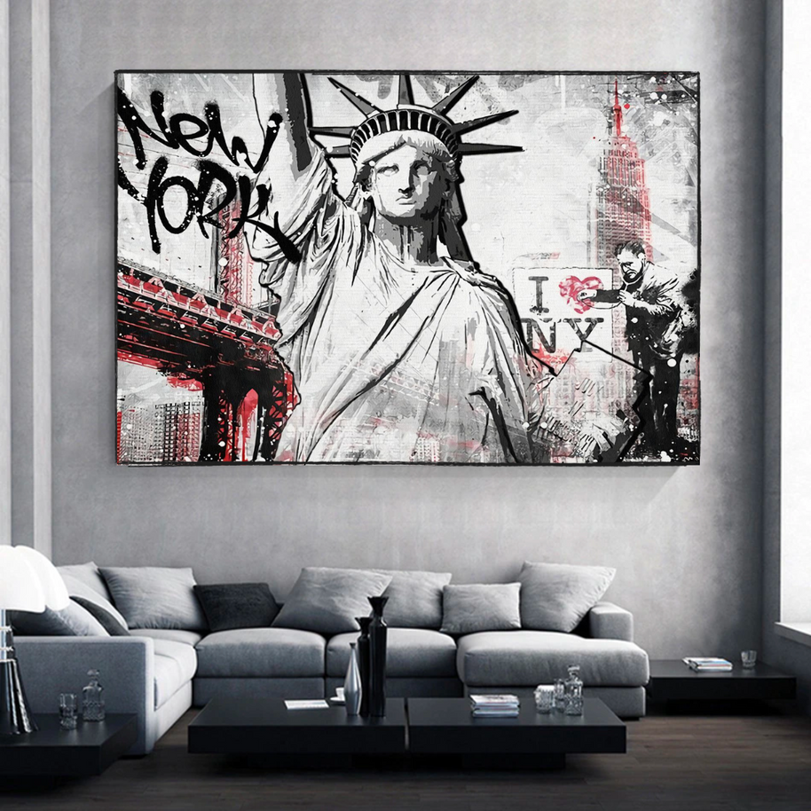 Banksy Statue of Liberty New York Canvas Wall Art-MinimalisticDecor.com