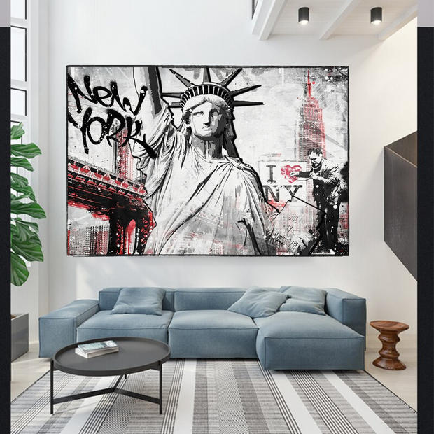 Banksy Statue of Liberty New York Canvas Wall Art-MinimalisticDecor.com
