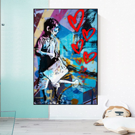 Banksy Steet Art Boy Planting Love Canvas Wall Art-MinimalisticDecor.com