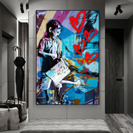 Banksy Steet Art Boy Planting Love Canvas Wall Art-MinimalisticDecor.com