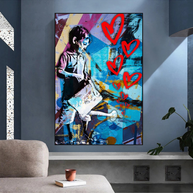 Banksy Steet Art Boy Planting Love Canvas Wall Art-MinimalisticDecor.com