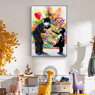 Banksy Street Art Love Heart Girl Canvas Wall Art-MinimalisticDecor.com