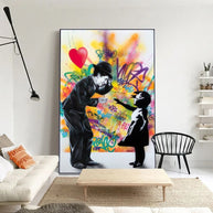 Banksy Street Art Love Heart Girl Canvas Wall Art-MinimalisticDecor.com