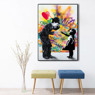 Banksy Street Art Love Heart Girl Canvas Wall Art-MinimalisticDecor.com