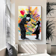 Banksy Street Art Love Heart Girl Canvas Wall Art-MinimalisticDecor.com