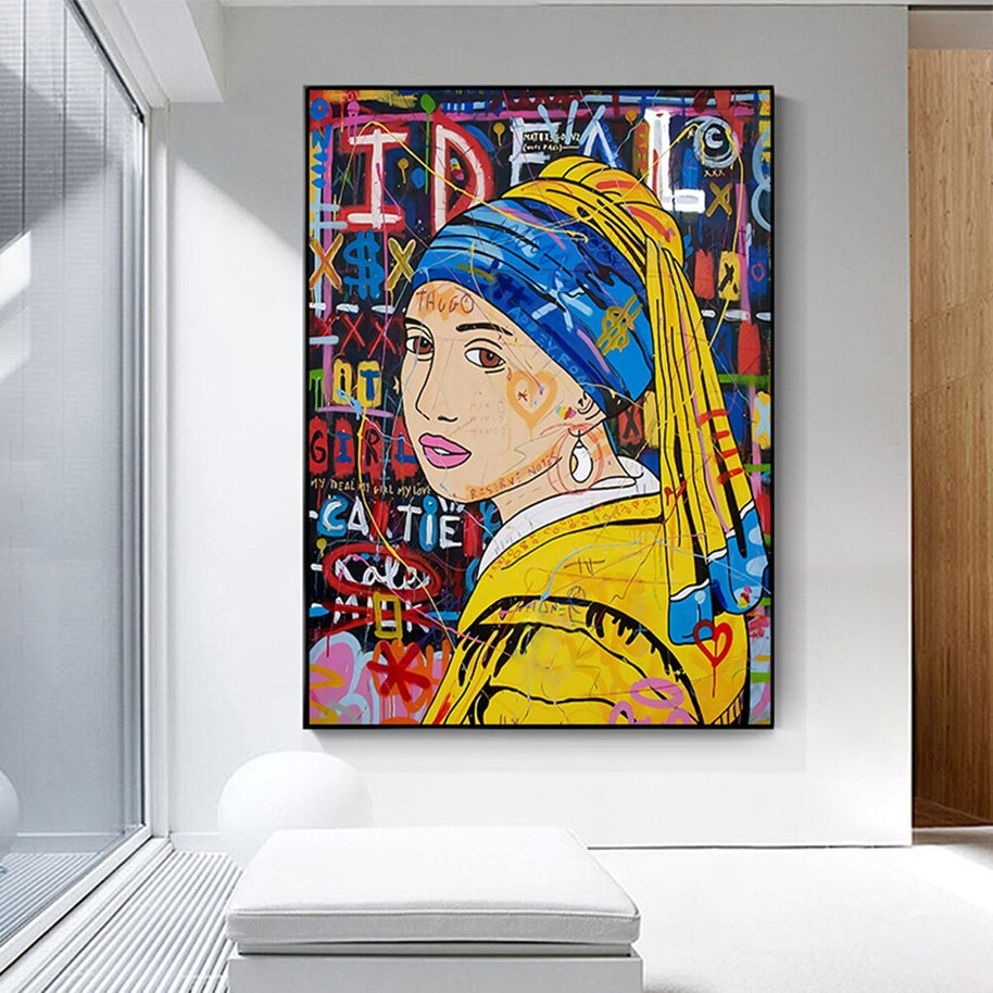 Banksy The Milkmaid Graffiti Canvas Wall Art-MinimalisticDecor.com