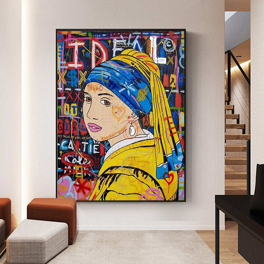 Banksy The Milkmaid Graffiti Canvas Wall Art-MinimalisticDecor.com