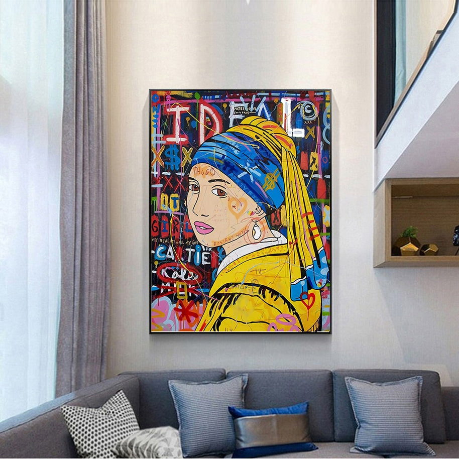 Banksy The Milkmaid Graffiti Canvas Wall Art-MinimalisticDecor.com