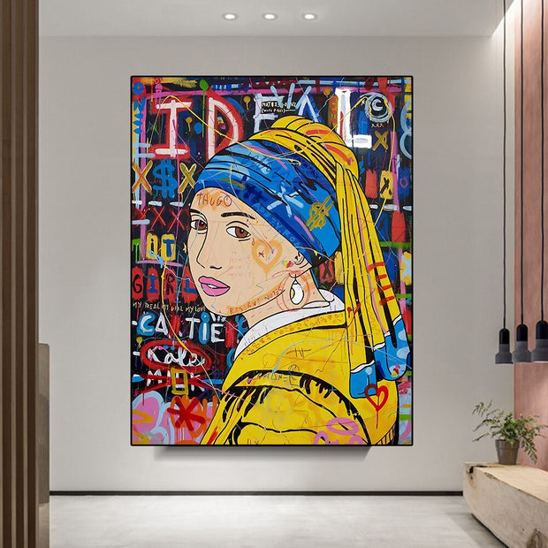 Banksy The Milkmaid Graffiti Canvas Wall Art-MinimalisticDecor.com