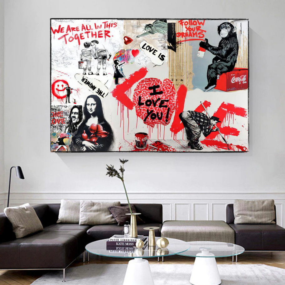 Banksy We are all in this Together Canvas Wall Art-MinimalisticDecor.com