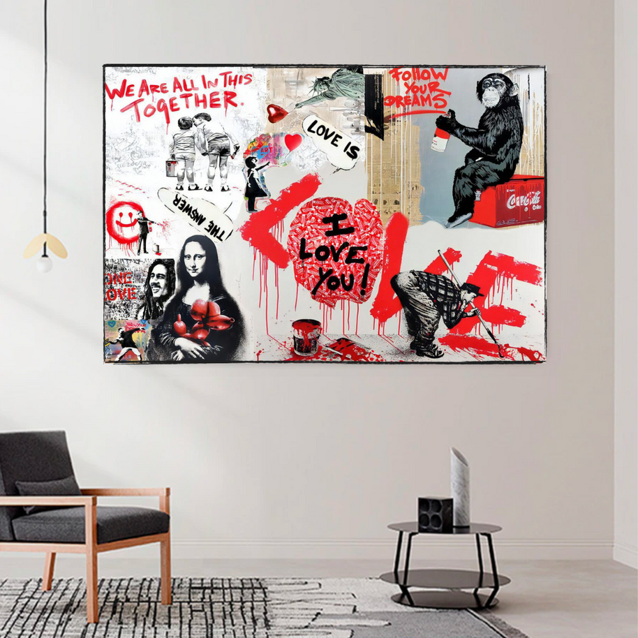 Banksy We are all in this Together Canvas Wall Art-MinimalisticDecor.com