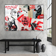 Banksy We are all in this Together Canvas Wall Art-MinimalisticDecor.com