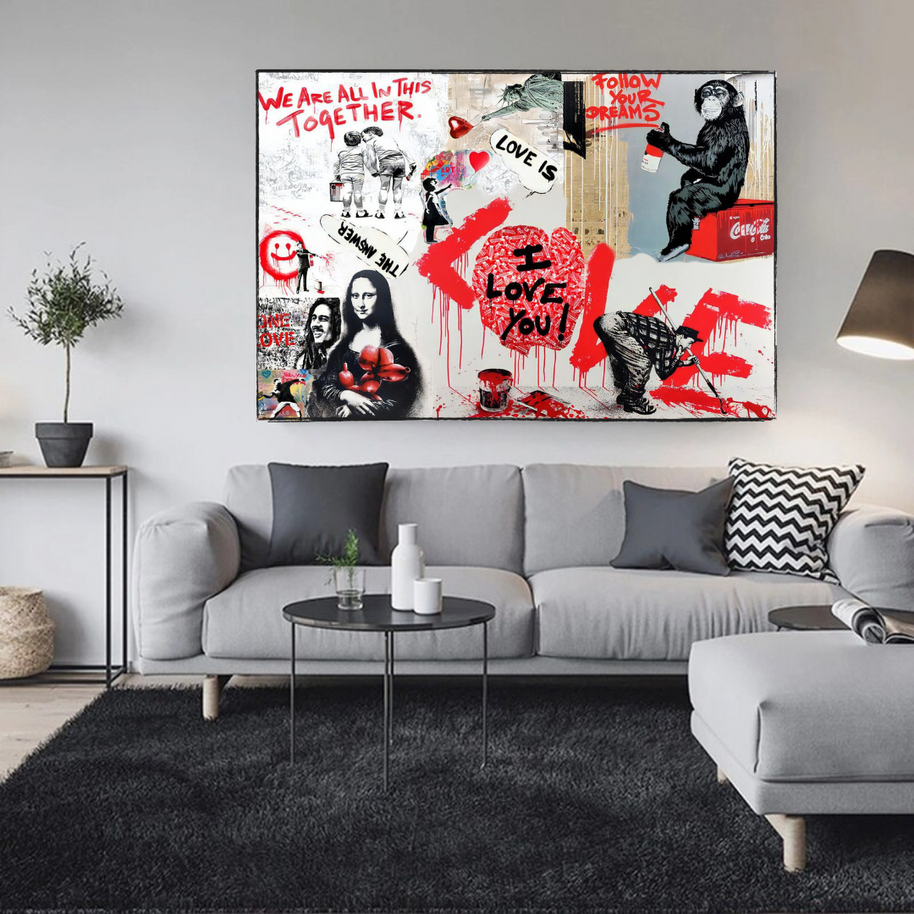 Banksy We are all in this Together Canvas Wall Art-MinimalisticDecor.com