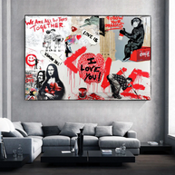 Banksy We are all in this Together Canvas Wall Art-MinimalisticDecor.com