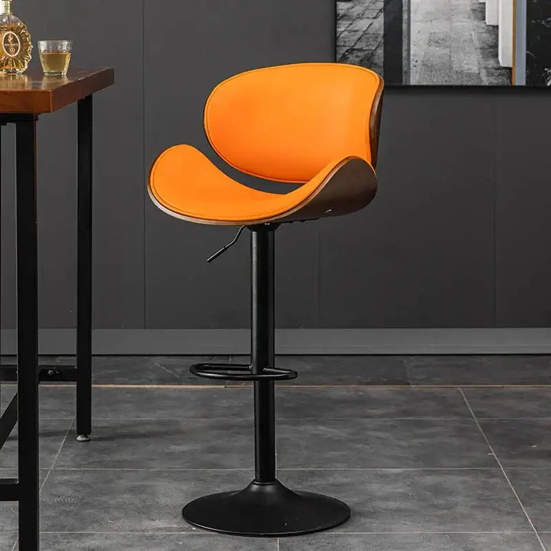 Banqueta Leather Bar Stool width Oak Wood Base-MinimalisticDecor.com