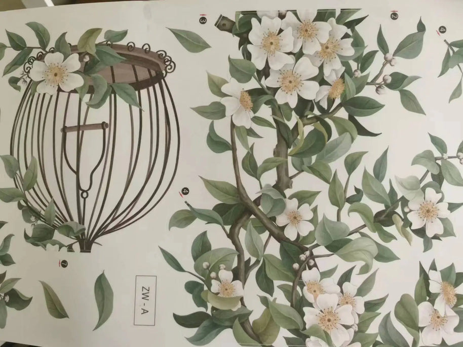 Birdcage Flower Wall Sticker – PVC Wall Decal-MinimalisticDecor